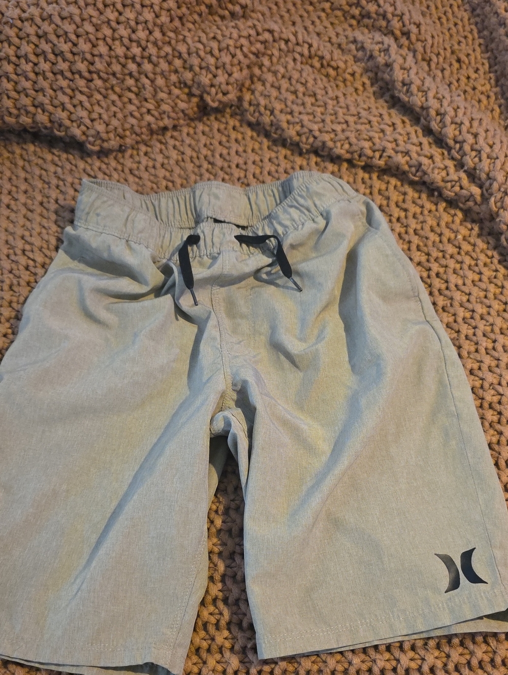 Hurley Light Gray Boys' Swim Shorts with Black Drawstring